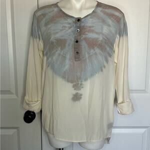 Patterson J. Kincaid Originals Silk Tie Dye Rolled Sleeve Blouse XS